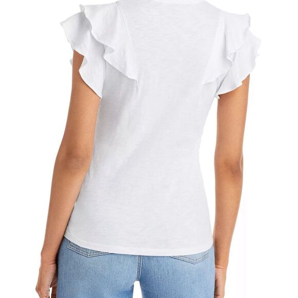 Veronica Beard jeans ruffle T-shirt, L - Picture 2 of 10